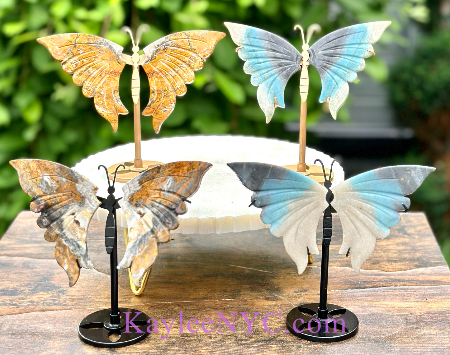 Wholesale Lot 4 PCs Natural Crystal Butterfly w/stand Healing Energy