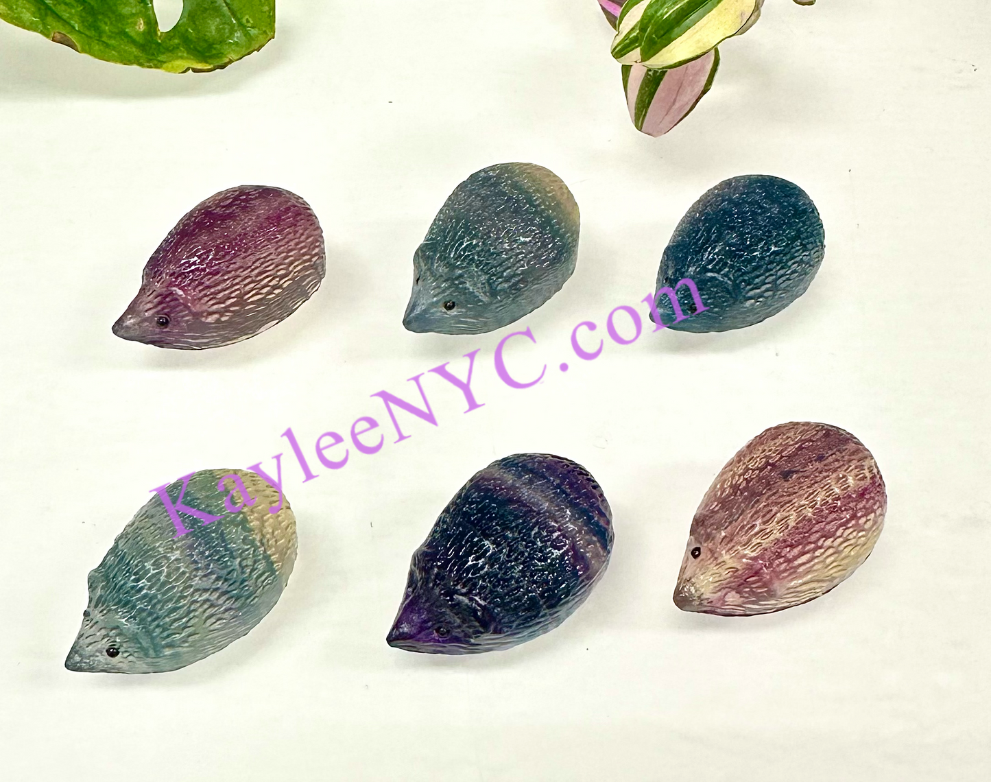 6 PCs 1.3” Natural Fluorite Hedgehogs Carving