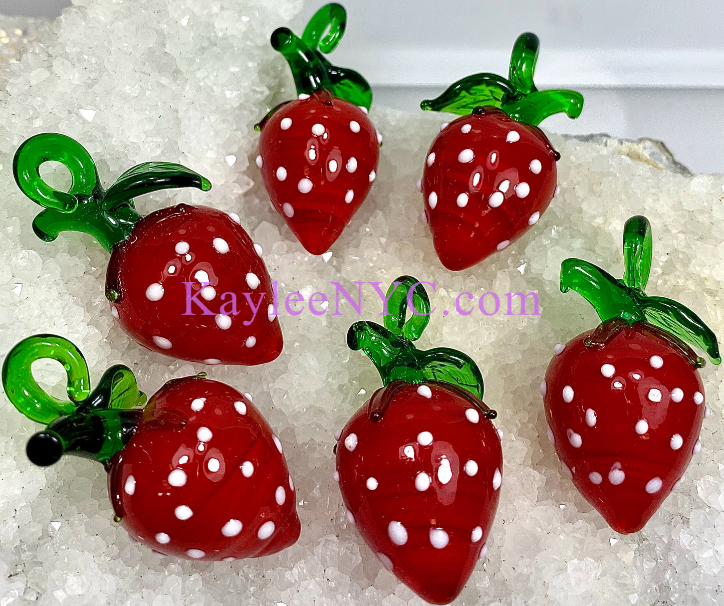 Wholesale Lot 12 Pcs Strawberry Glass Pendant Hand Blown