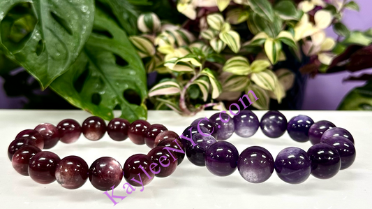 Wholesale 2 Pcs Natural Gem Lepidolite Mica 8” Crystal Healing Stretch Bracelet