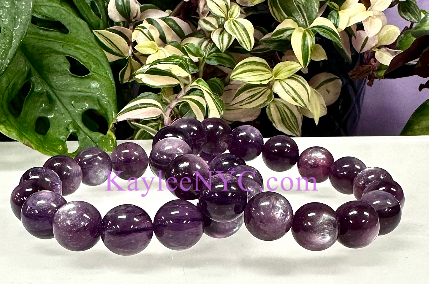 Wholesale 2 Pcs Natural Gem Lepidolite Mica 8” Crystal Healing Stretch Bracelet