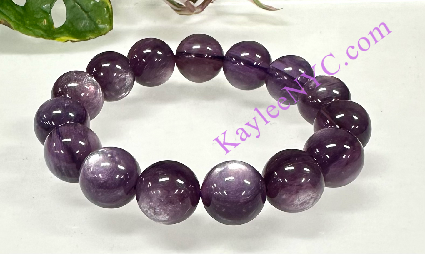 Wholesale 2 Pcs Natural Gem Lepidolite Mica 8” Crystal Healing Stretch Bracelet