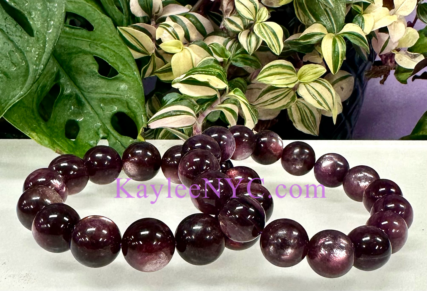 Wholesale 2 Pcs Natural Gem Lepidolite Mica 8” Crystal Healing Stretch Bracelet