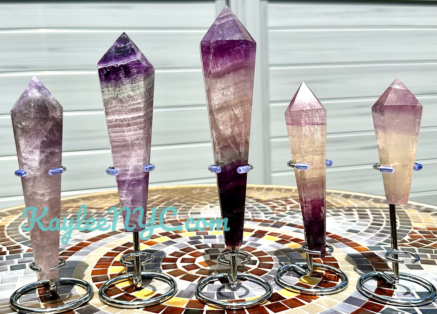 Wholesale Lot 5 pcs Natural Magenta Fluorite Septer w stand Crystal Energy