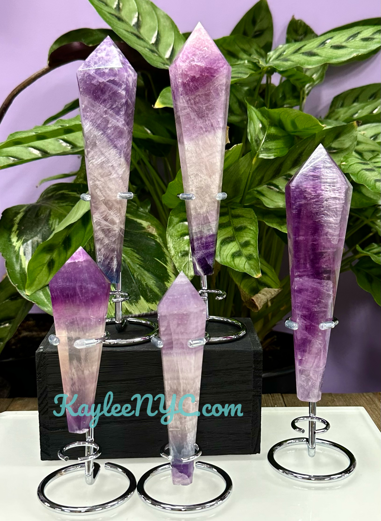 Wholesale Lot 5 pcs Natural Magenta Fluorite Septer w stand Crystal Energy