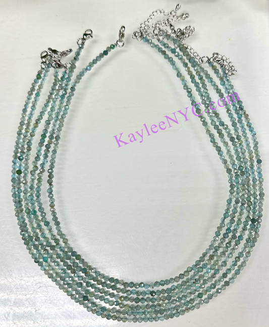 6 PCs 3mm Natural Aquamarine Necklaces