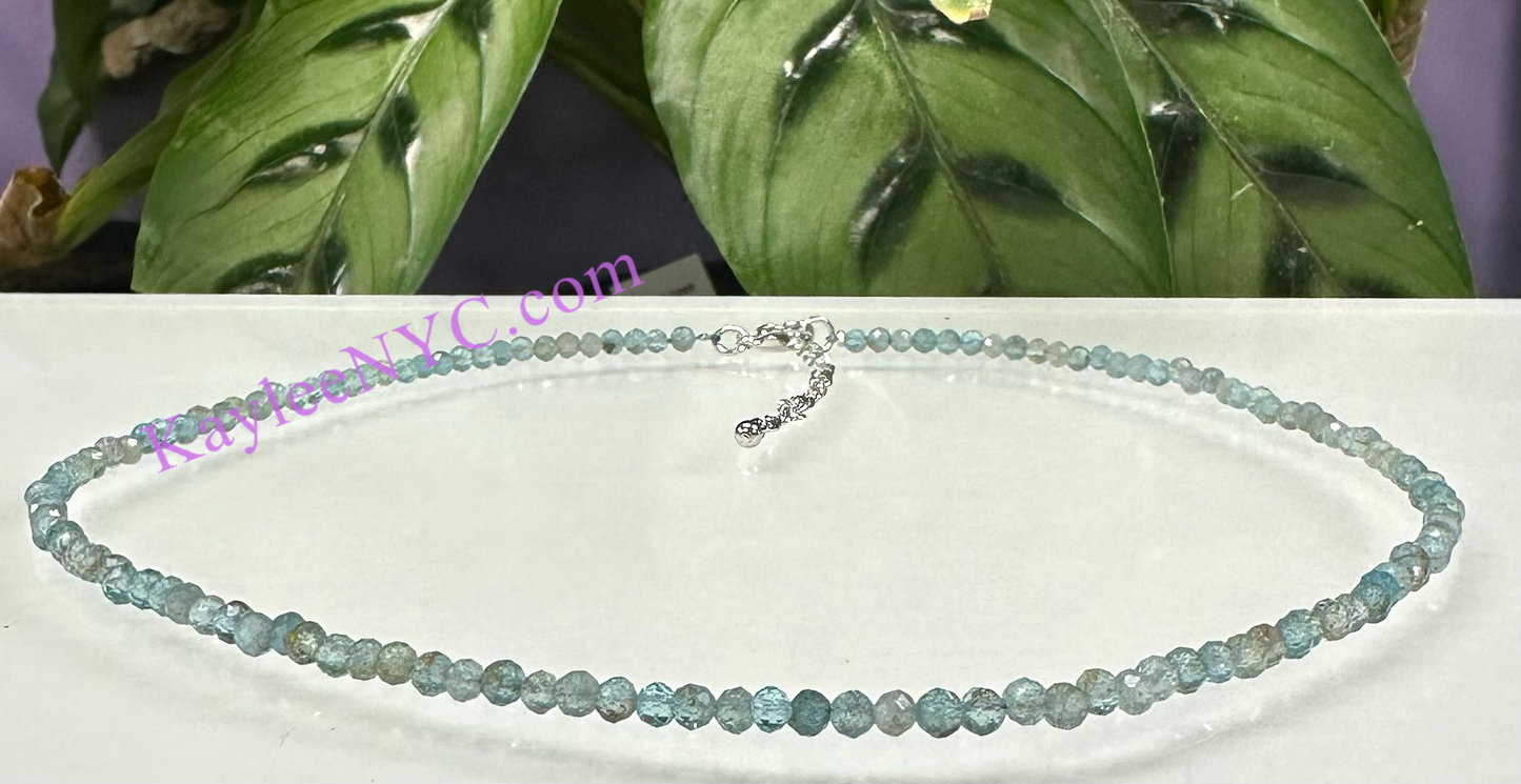 6 PCs 3mm Natural Aquamarine Necklaces