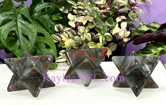 Wholesale Lot 3 Pcs Natural Bloodstone Merkaba