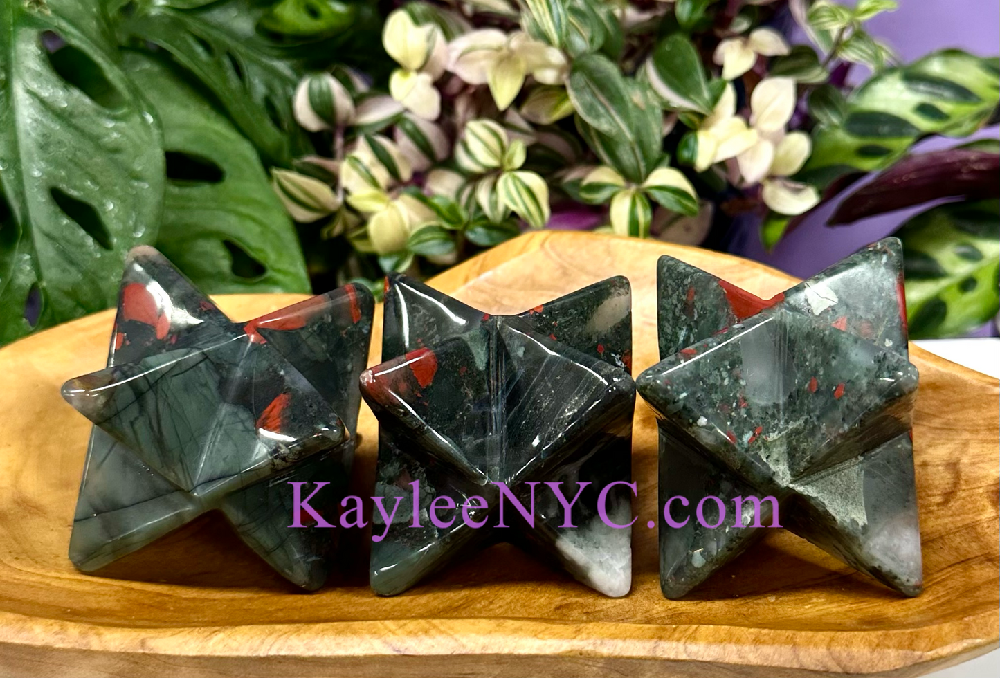 Wholesale Lot 3 Pcs Natural Bloodstone Merkaba