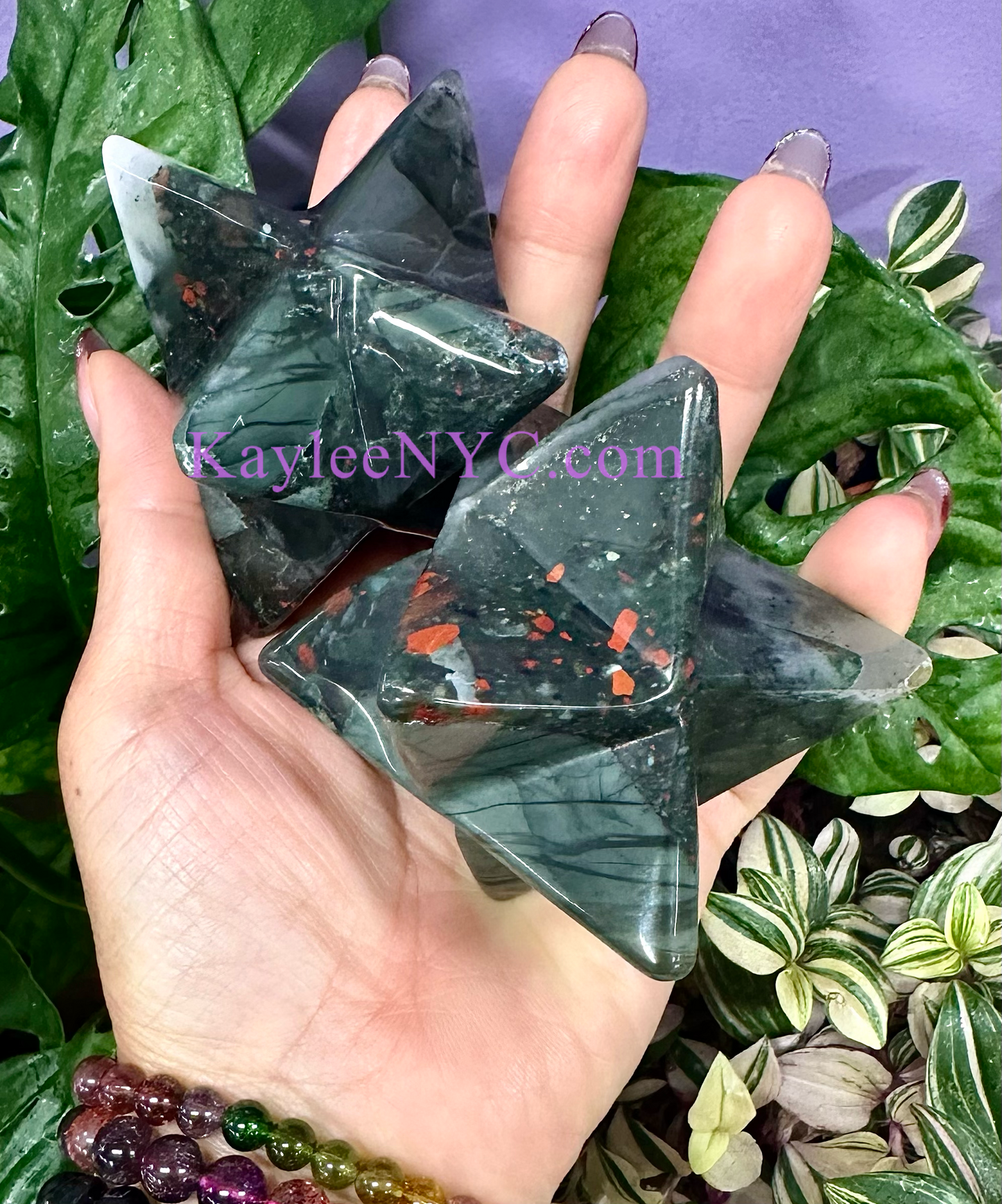 Wholesale Lot 3 Pcs Natural Bloodstone Merkaba