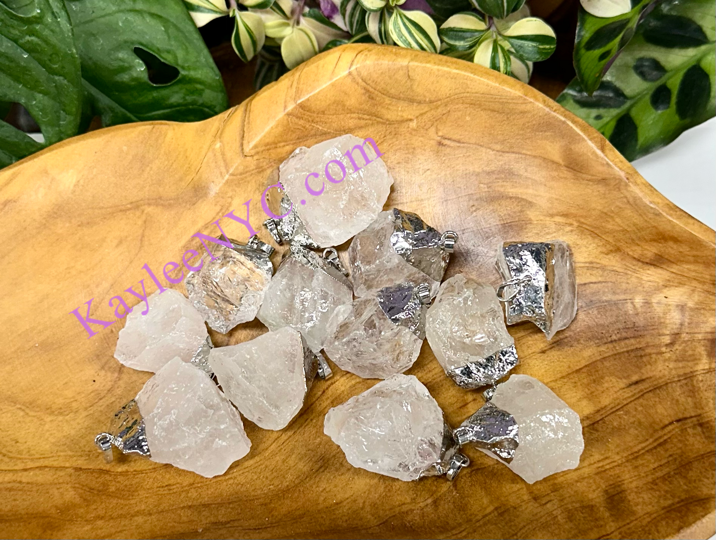 12 PCs Natural Clear Quartz Crystal Pendant