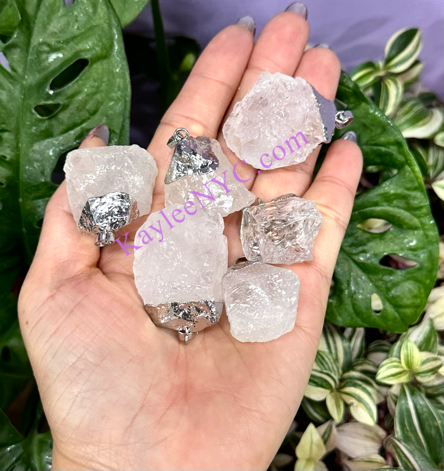 12 PCs Natural Clear Quartz Crystal Pendant