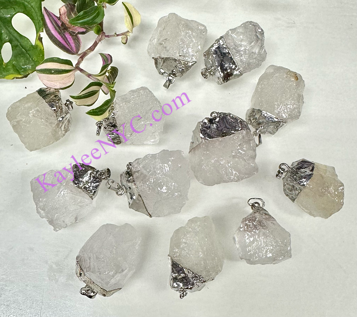 12 PCs Natural Clear Quartz Crystal Pendant