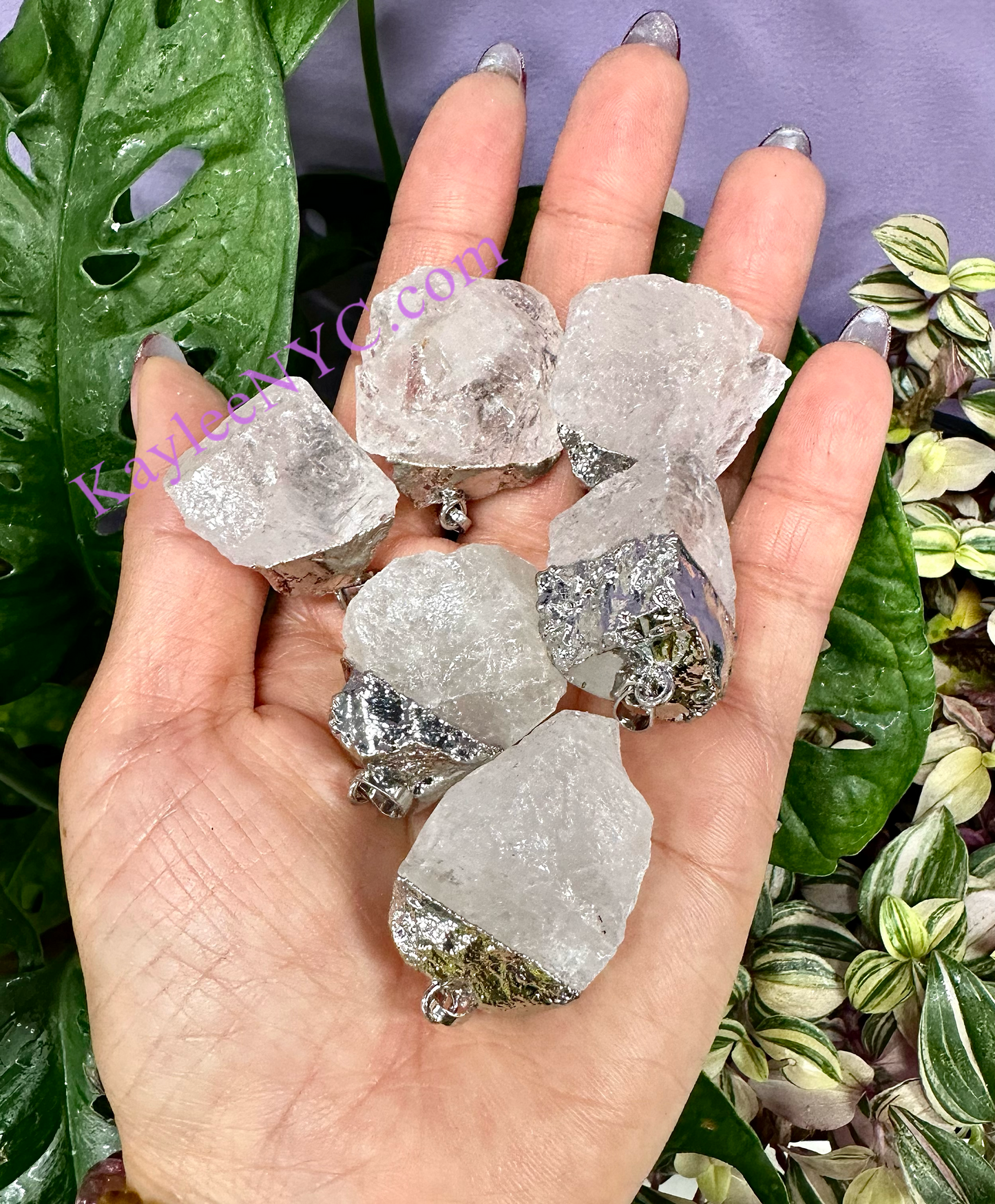 12 PCs Natural Clear Quartz Crystal Pendant