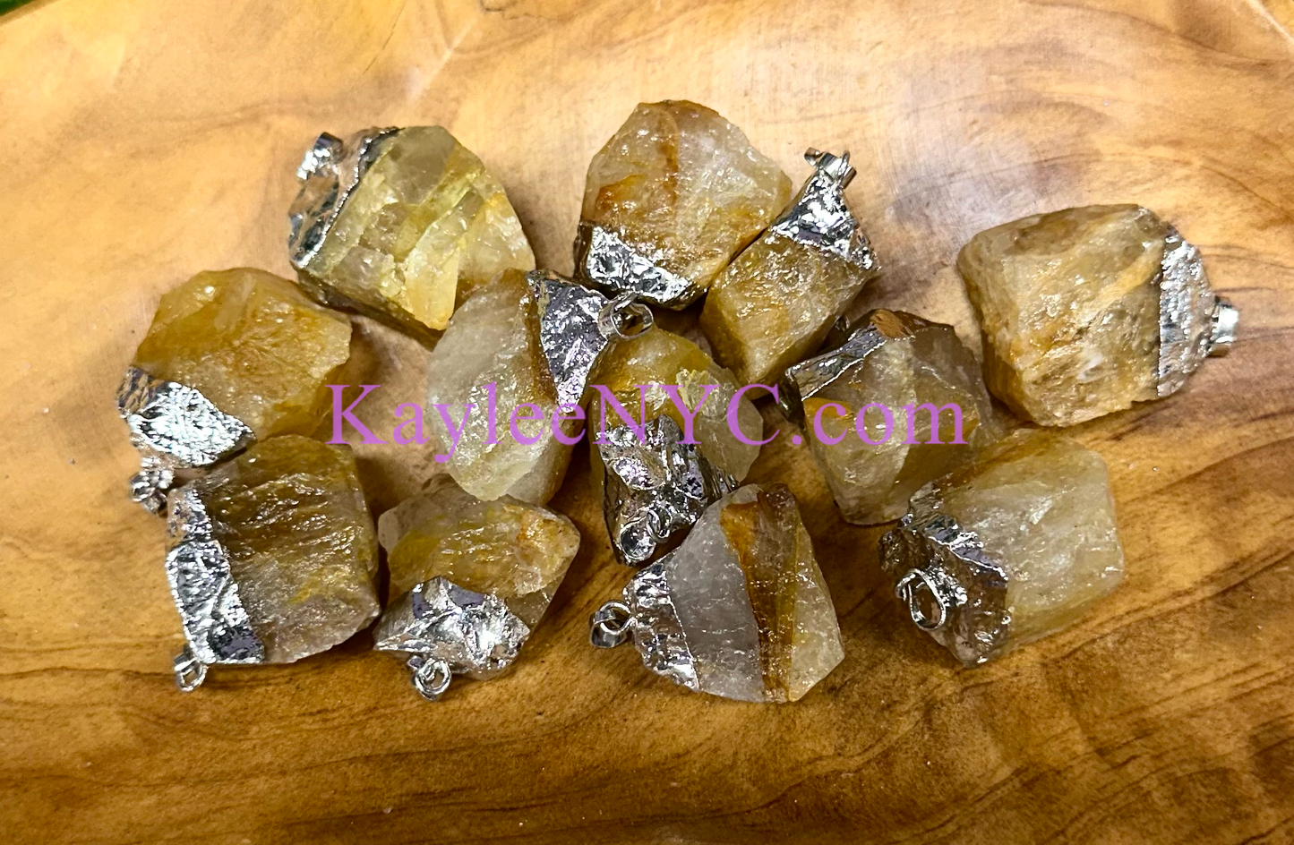 12 PCs Natural Golden Healer Crystal Pendant