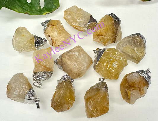 12 PCs Natural Golden Healer Crystal Pendant