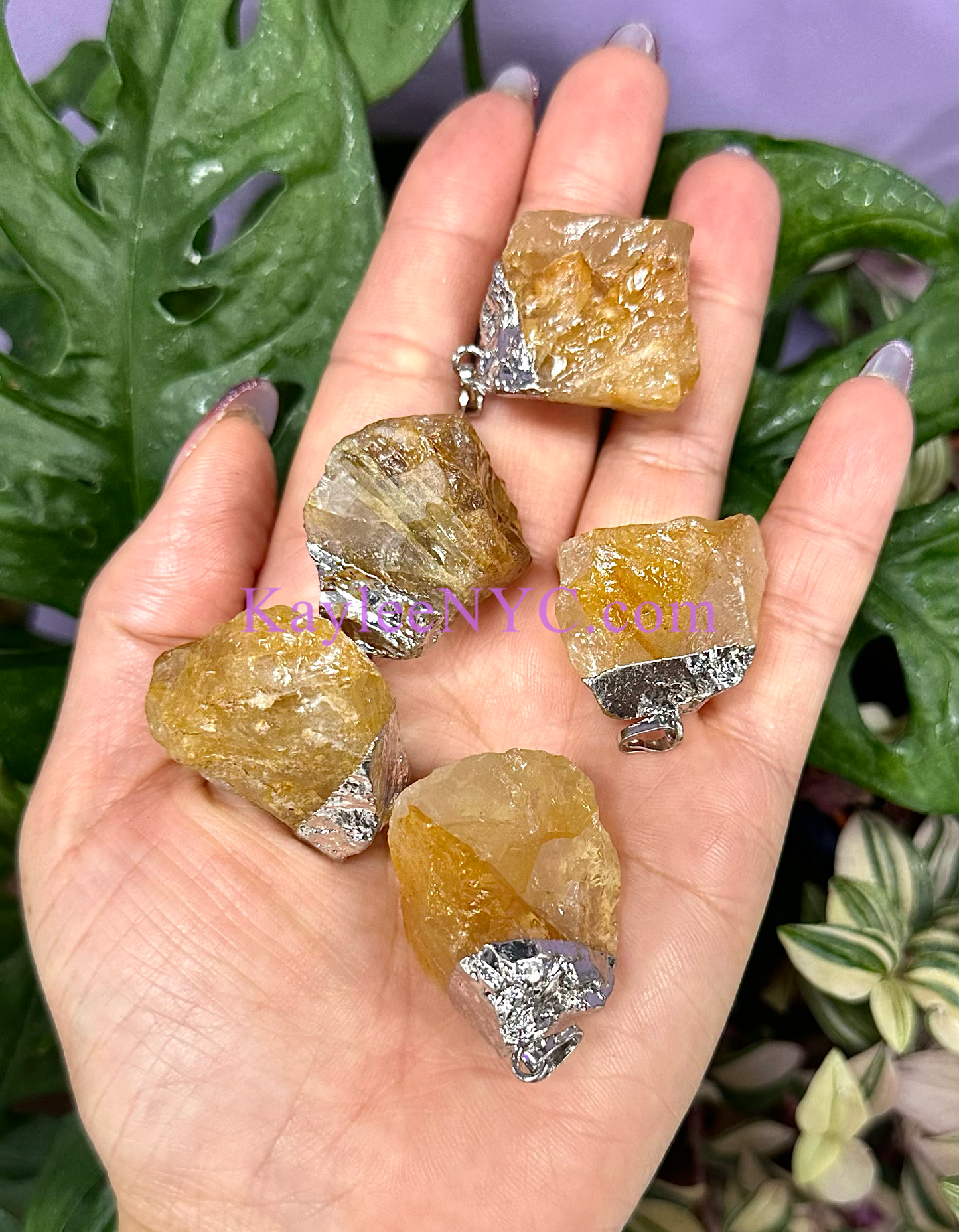 12 PCs Natural Golden Healer Crystal Pendant