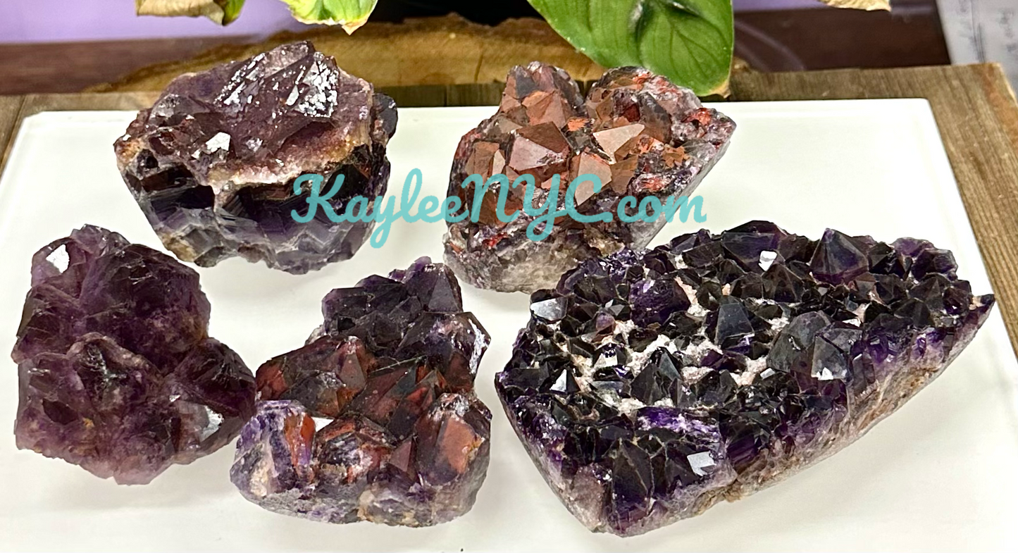 4-5 pcs Natural Alien Amethyst Mineral Specimen aka Hematite Included Amethyst