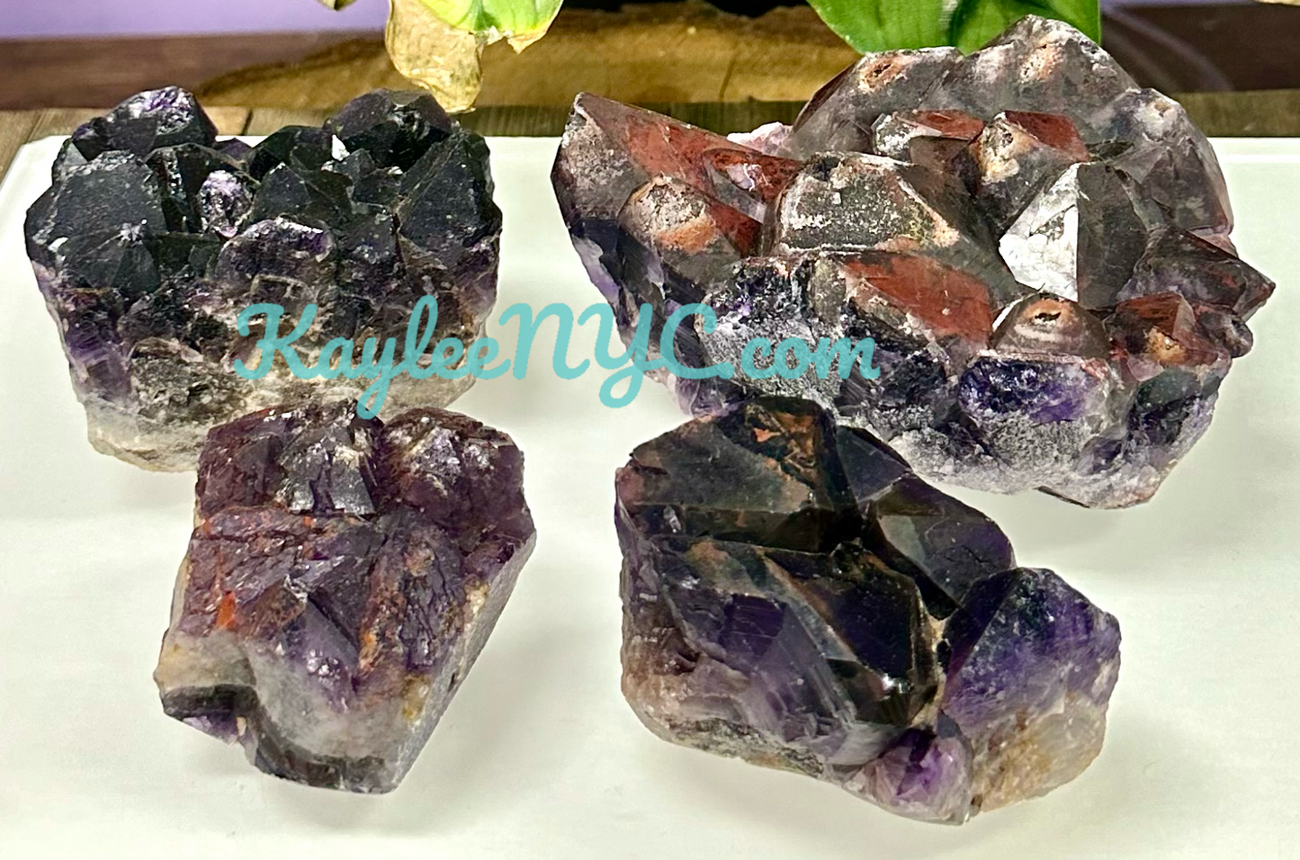 4-5 pcs Natural Alien Amethyst Mineral Specimen aka Hematite Included Amethyst