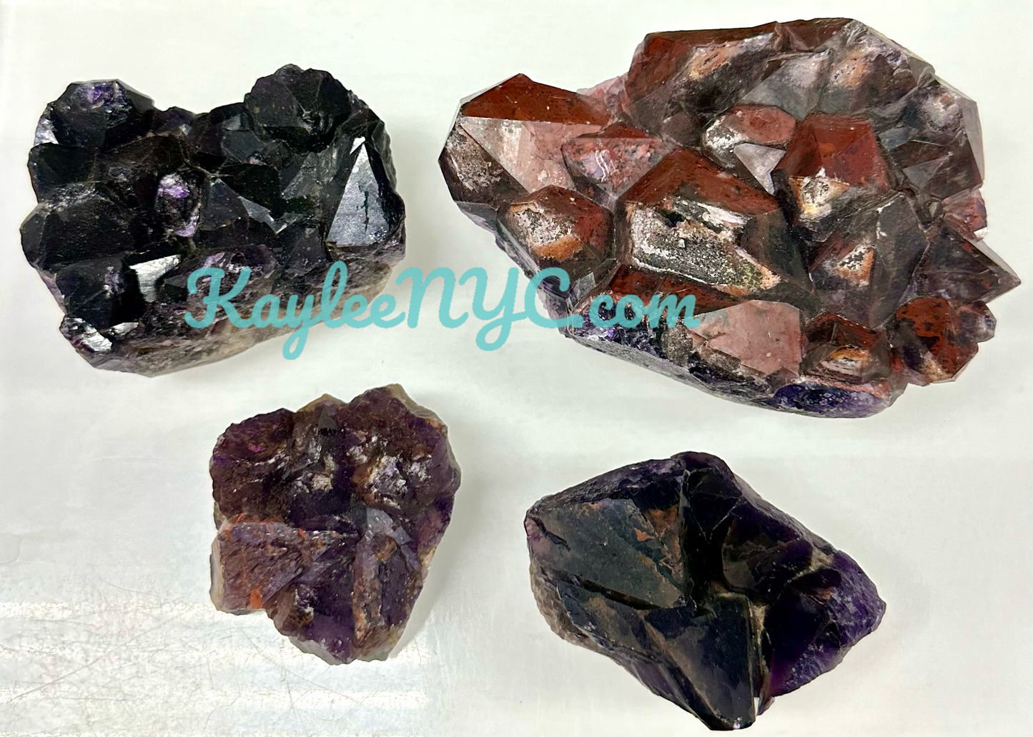 4-5 pcs Natural Alien Amethyst Mineral Specimen aka Hematite Included Amethyst