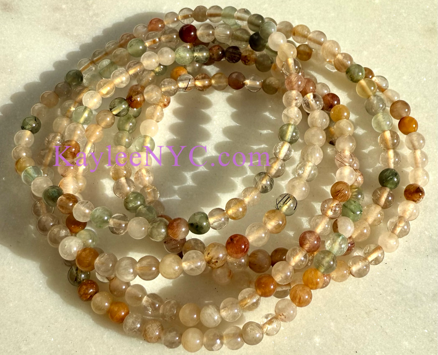 Wholesale 6 Pcs Natural Amphibole Quartz 4mm 7.5” Crystal Healing Stretch Bracelet