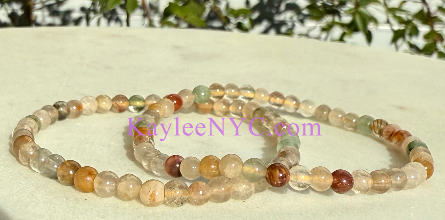 Wholesale 6 Pcs Natural Amphibole Quartz 4mm 7.5” Crystal Healing Stretch Bracelet