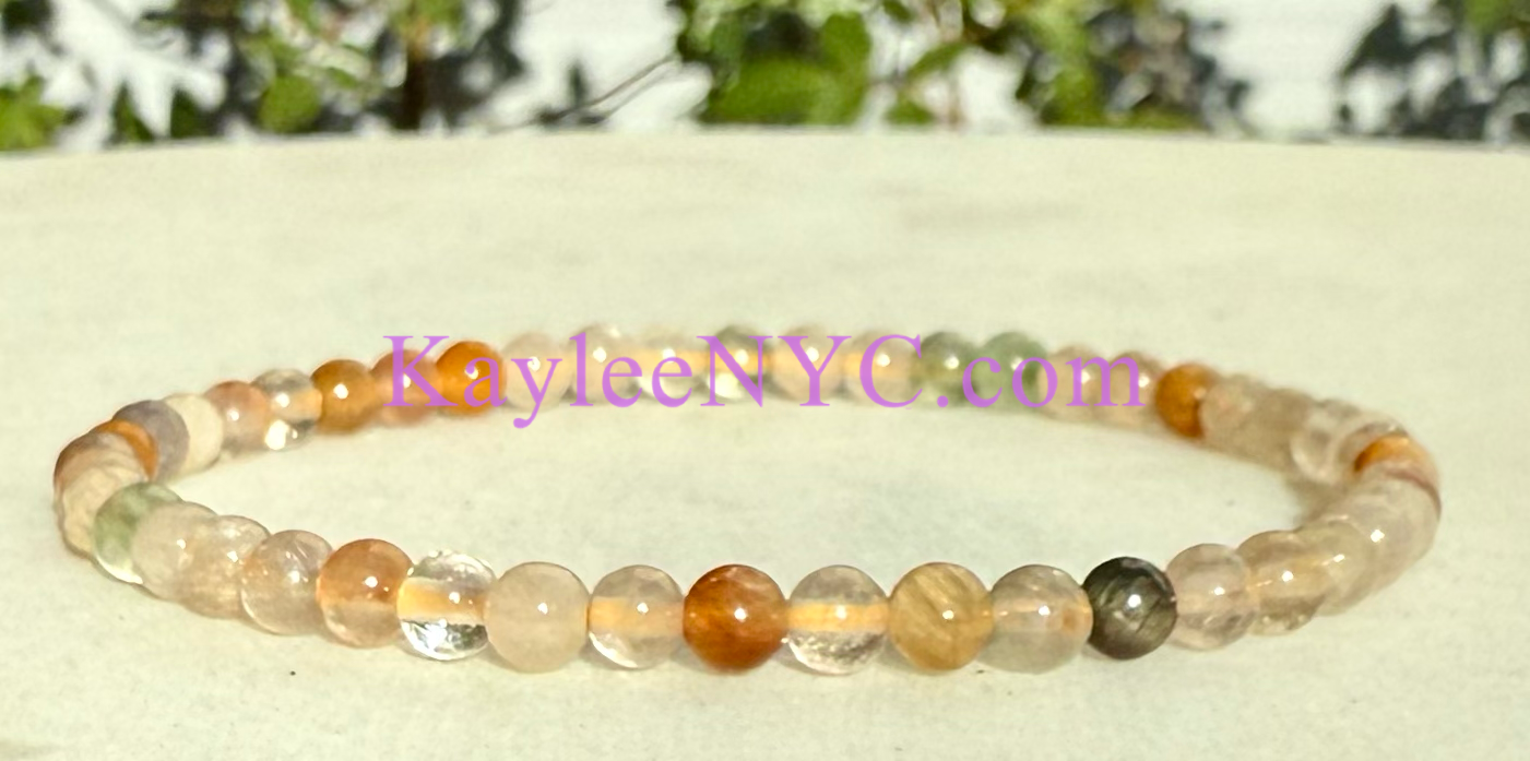 Wholesale 6 Pcs Natural Amphibole Quartz 4mm 7.5” Crystal Healing Stretch Bracelet