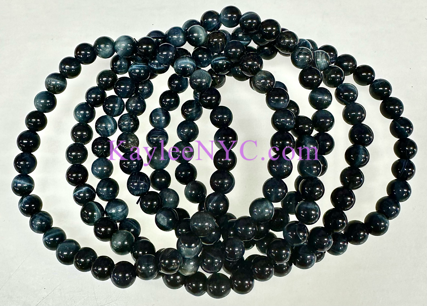 Wholesale 6 Pcs Natural Blue Tiger Eye 8mm 7.5” Stretch Bracelet Crystal Healing Energy