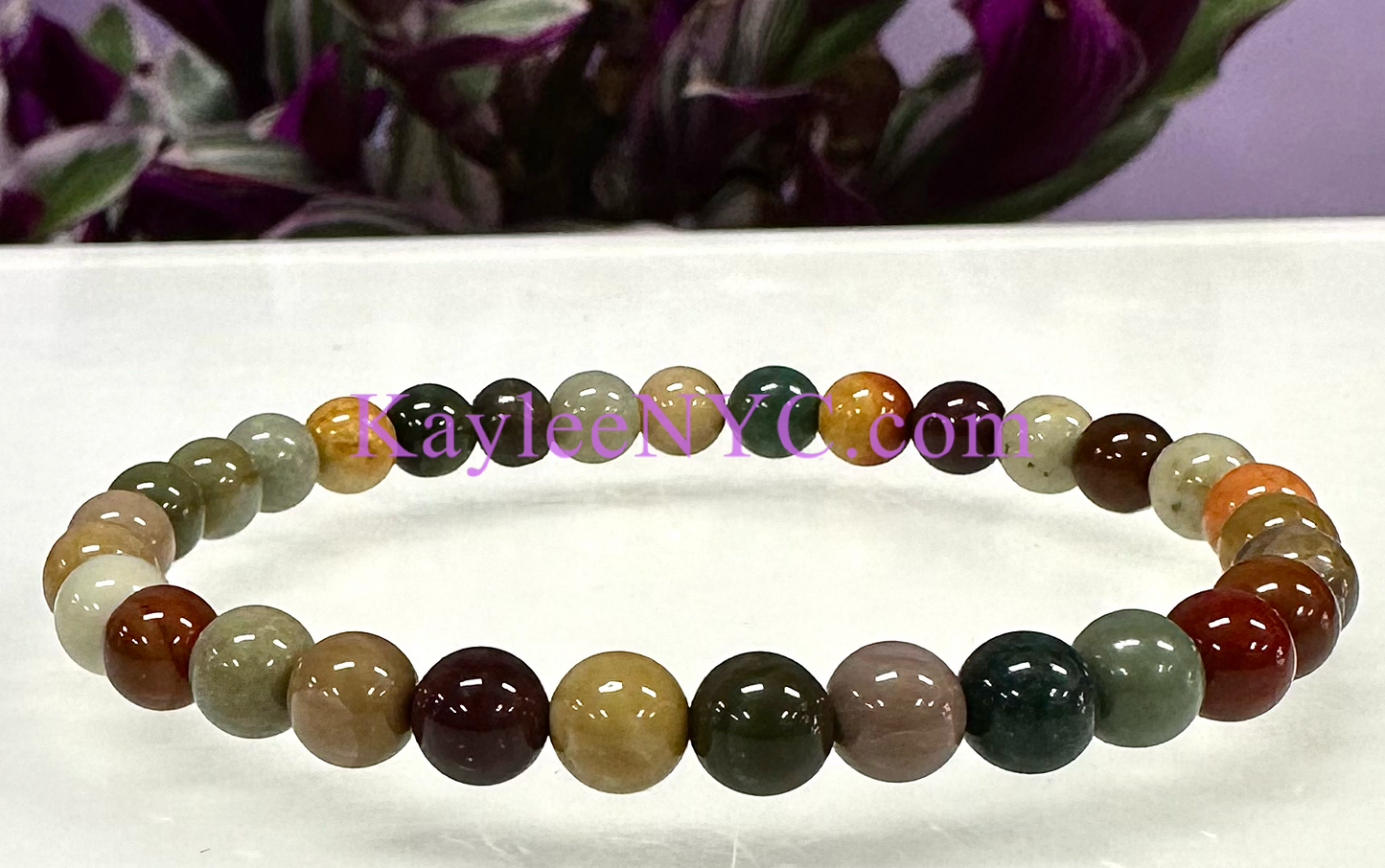 Wholesale 6 Pcs Natural Polychrome Jasper 8mm 7.5” Stretch Bracelet Crystal Healing Energy