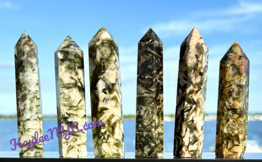 Wholesale Lot 1 lb Natural Green Lepidolite w Mica Tower Obelisk Point Wand Crystal Energy Healing