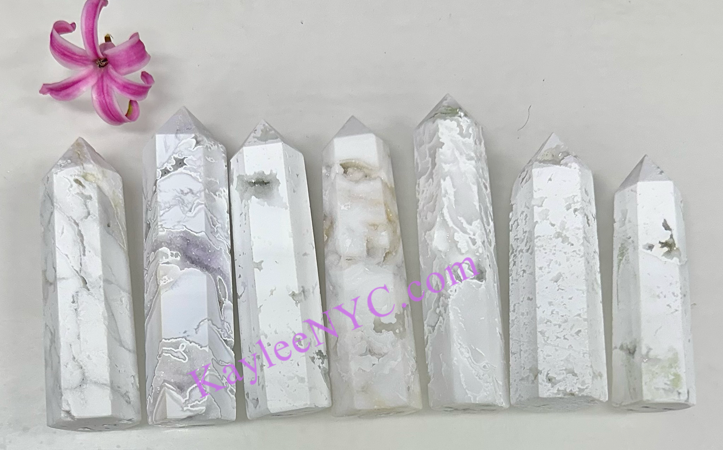 Wholesale Lot 2 Lbs Natural White Druzy Snow Agate Obelisk Tower Point Crystal Energy