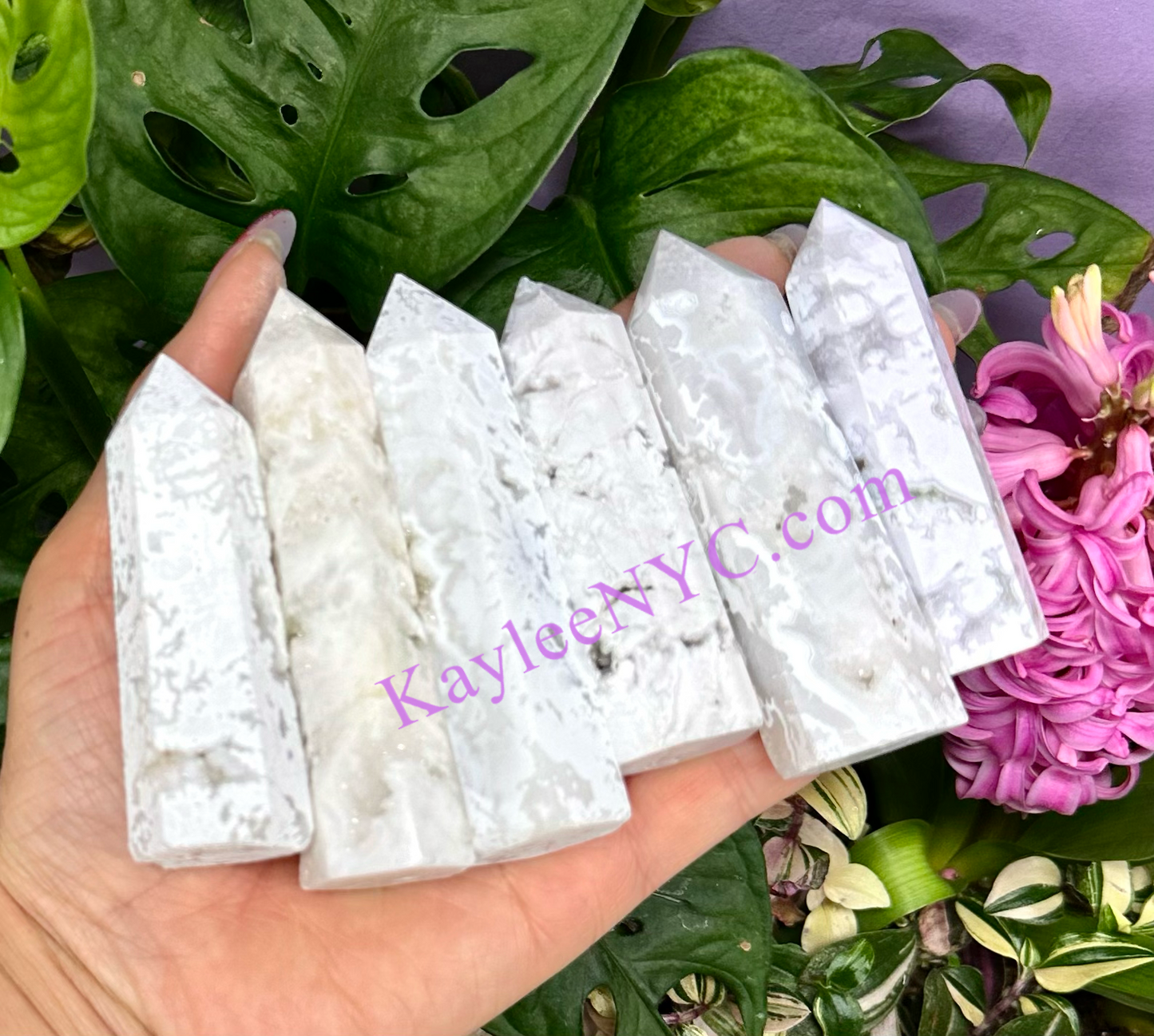 Wholesale Lot 2 Lbs Natural White Druzy Snow Agate Obelisk Tower Point Crystal Energy