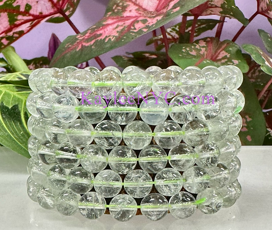 6 PCs Natural Prasiolite 9mm 7.5” Stretch Bracelet