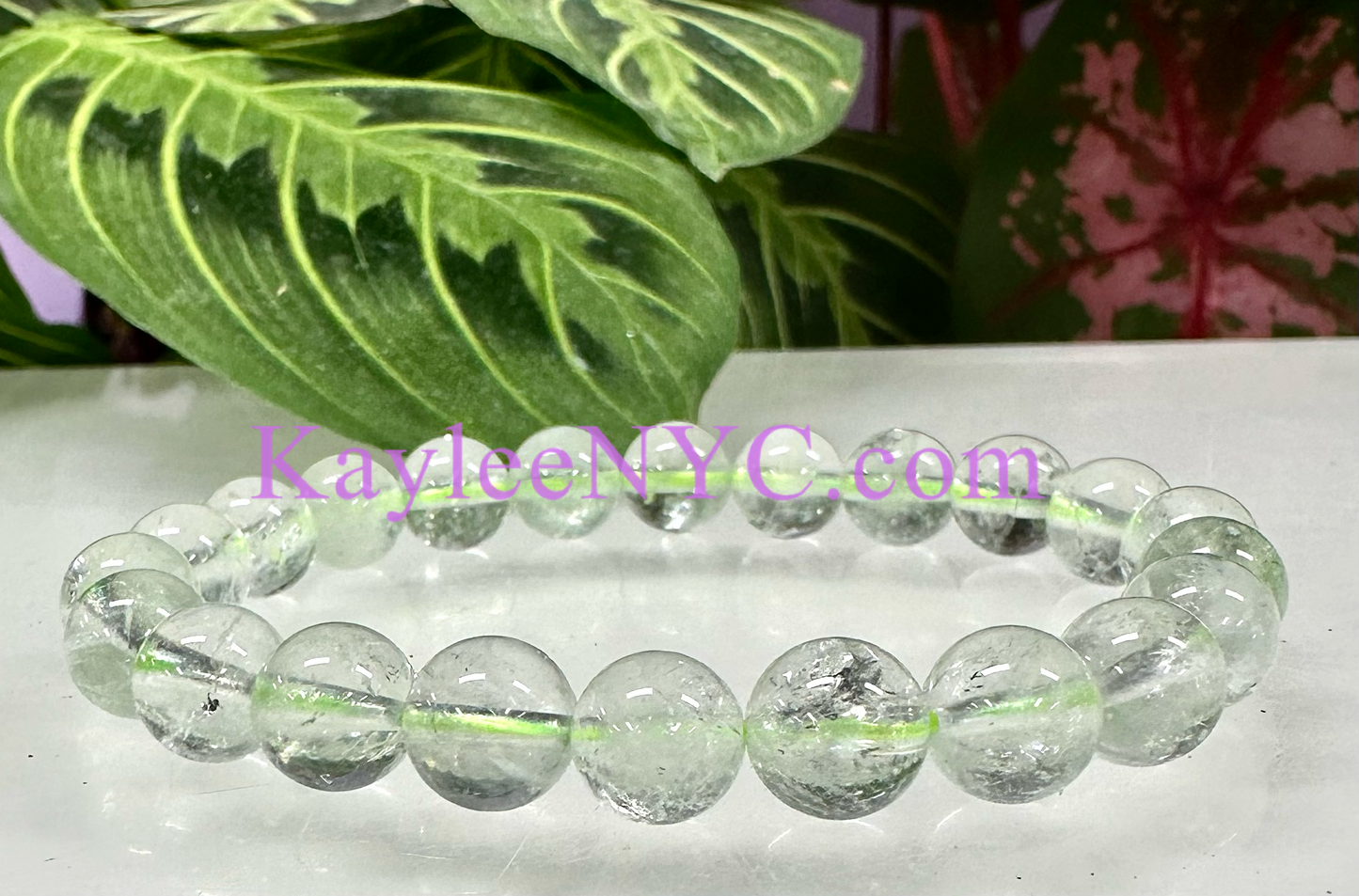 6 PCs Natural Prasiolite 9mm 7.5” Stretch Bracelet