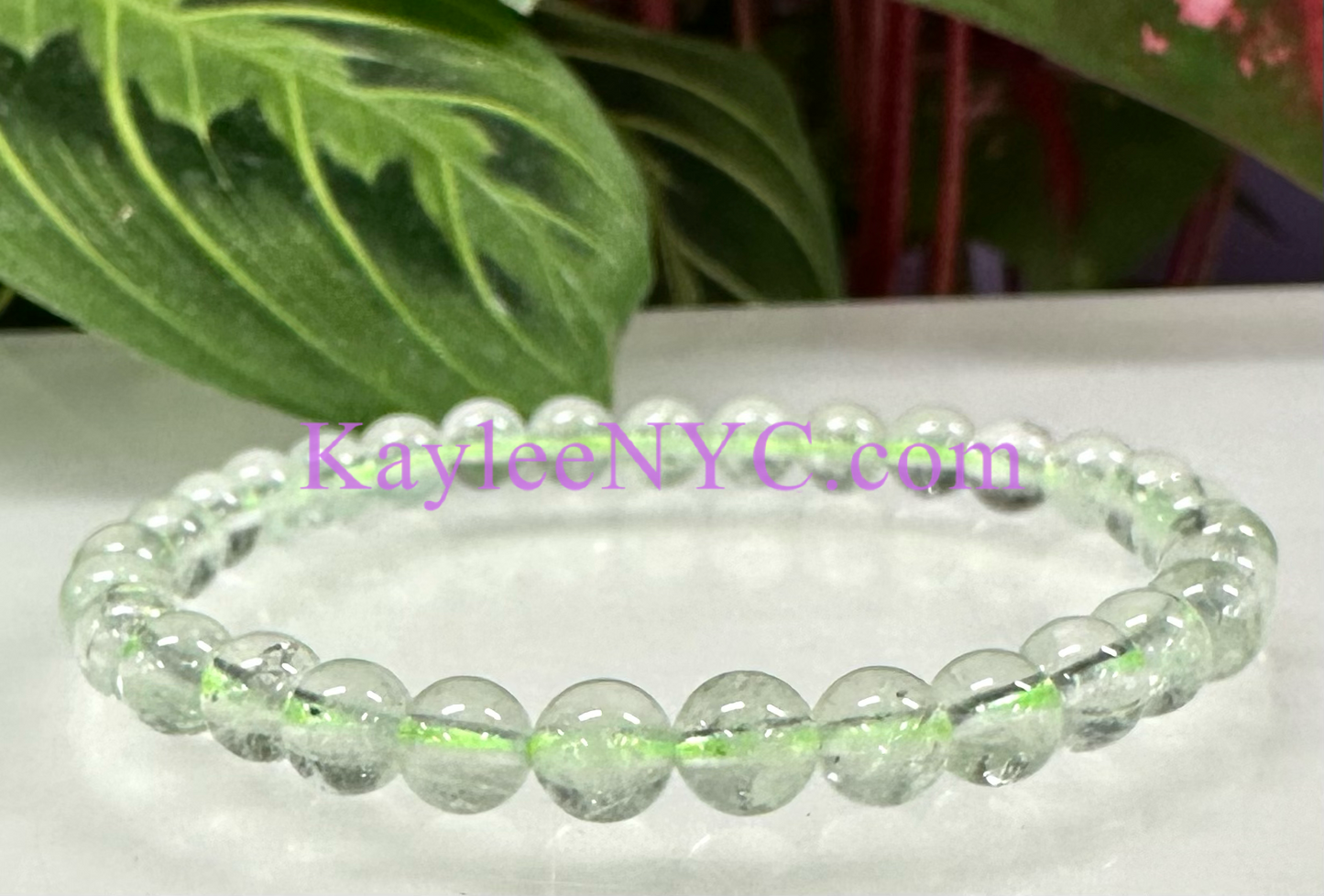 6 PCs Natural Prasiolite 6mm 7.5” Stretch Bracelet