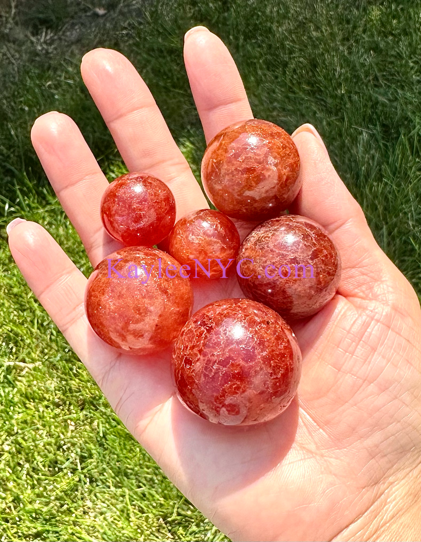 Wholesale Lot 2 Orange Strawberry Quartz Spheres Crystal Ball Energy Healing