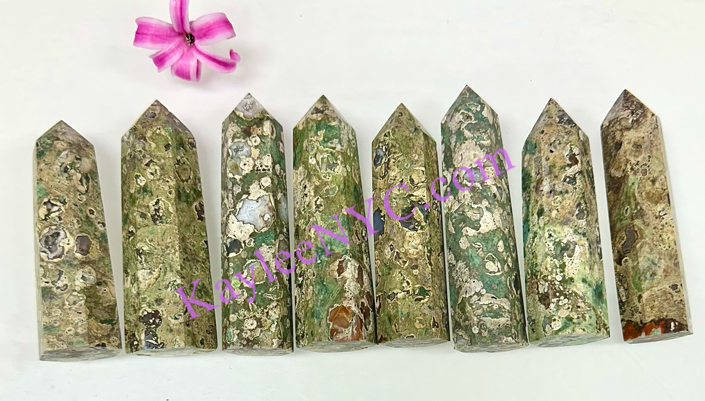 Wholesale Lot 1 lb Natural Rainforest Jasper Obelisk aka Rhyolite Tower Point Crystal Healing Energy