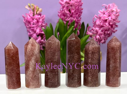 Wholesale Lot 1 lb Natural Strawberry Quartz Obelisk Tower Point Crystal Healing Energy