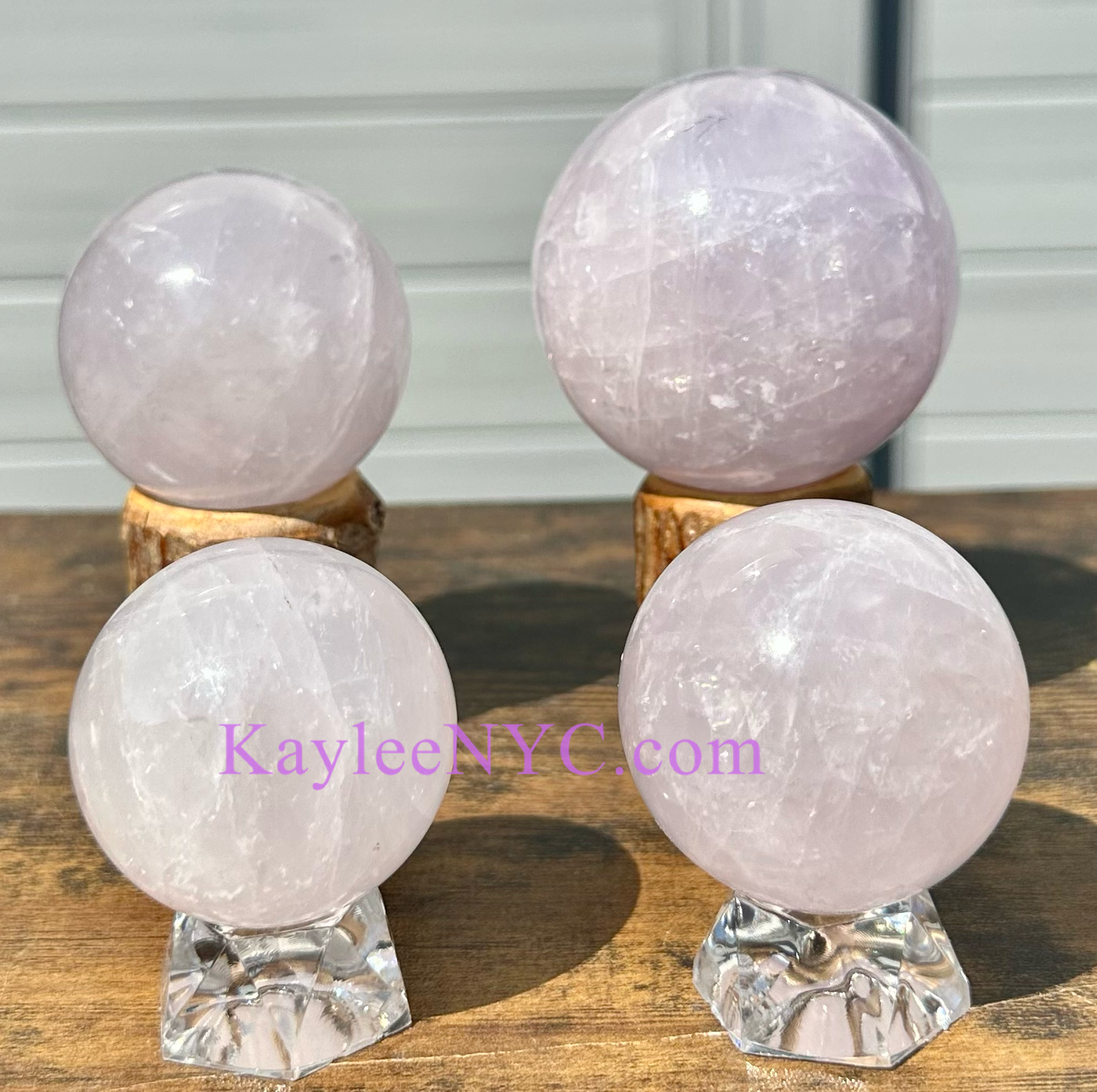 5 PCs Natural Lavender Rose Quartz Sphere