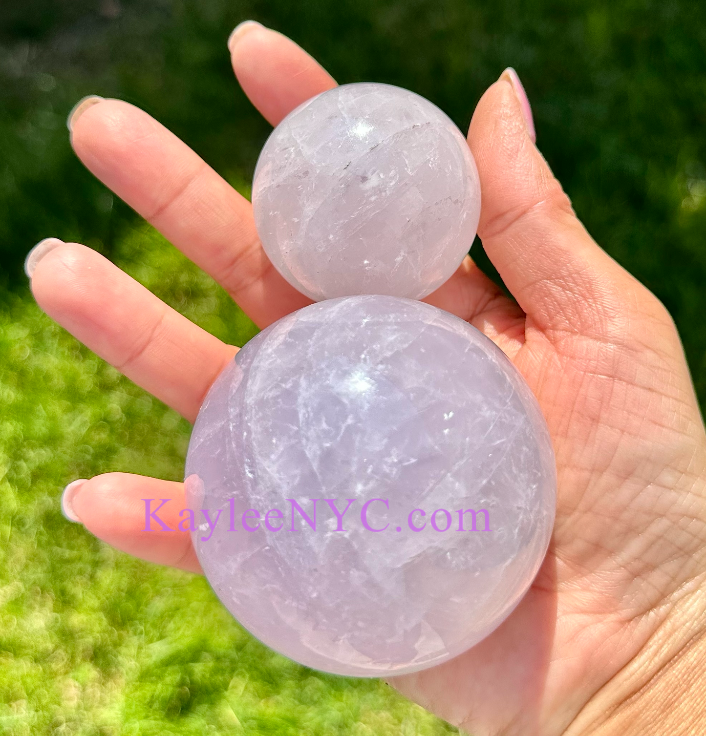 5 PCs Natural Lavender Rose Quartz Sphere