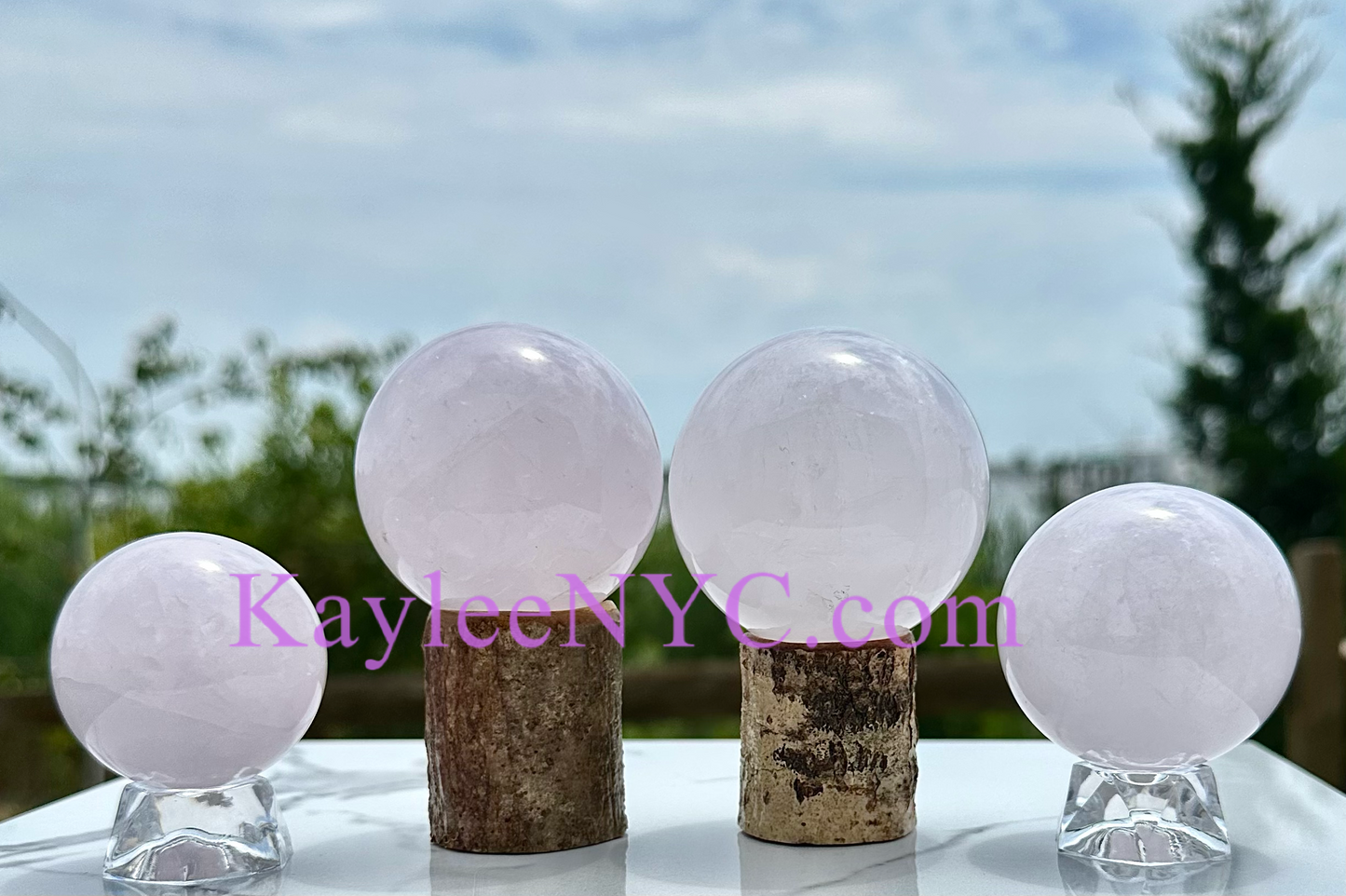 5 PCs Natural Lavender Rose Quartz Sphere