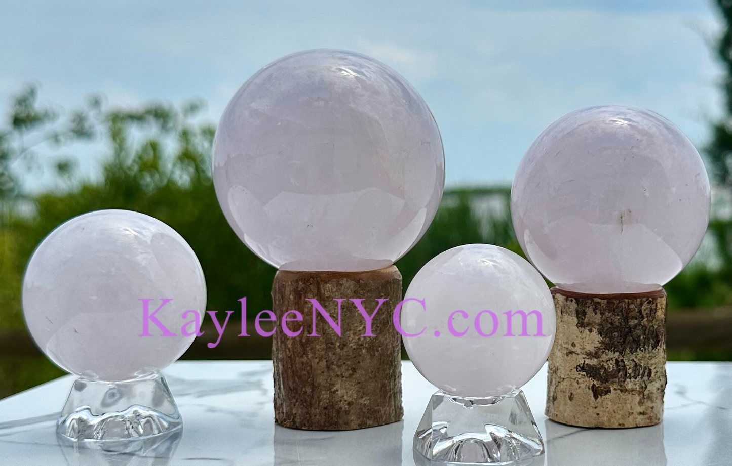 5 PCs Natural Lavender Rose Quartz Sphere