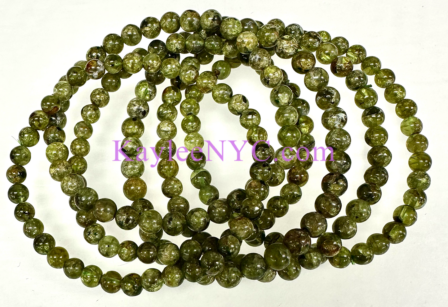 6 PCs Natural Peridot 5-6mm Stretch Bracelet 7.5”