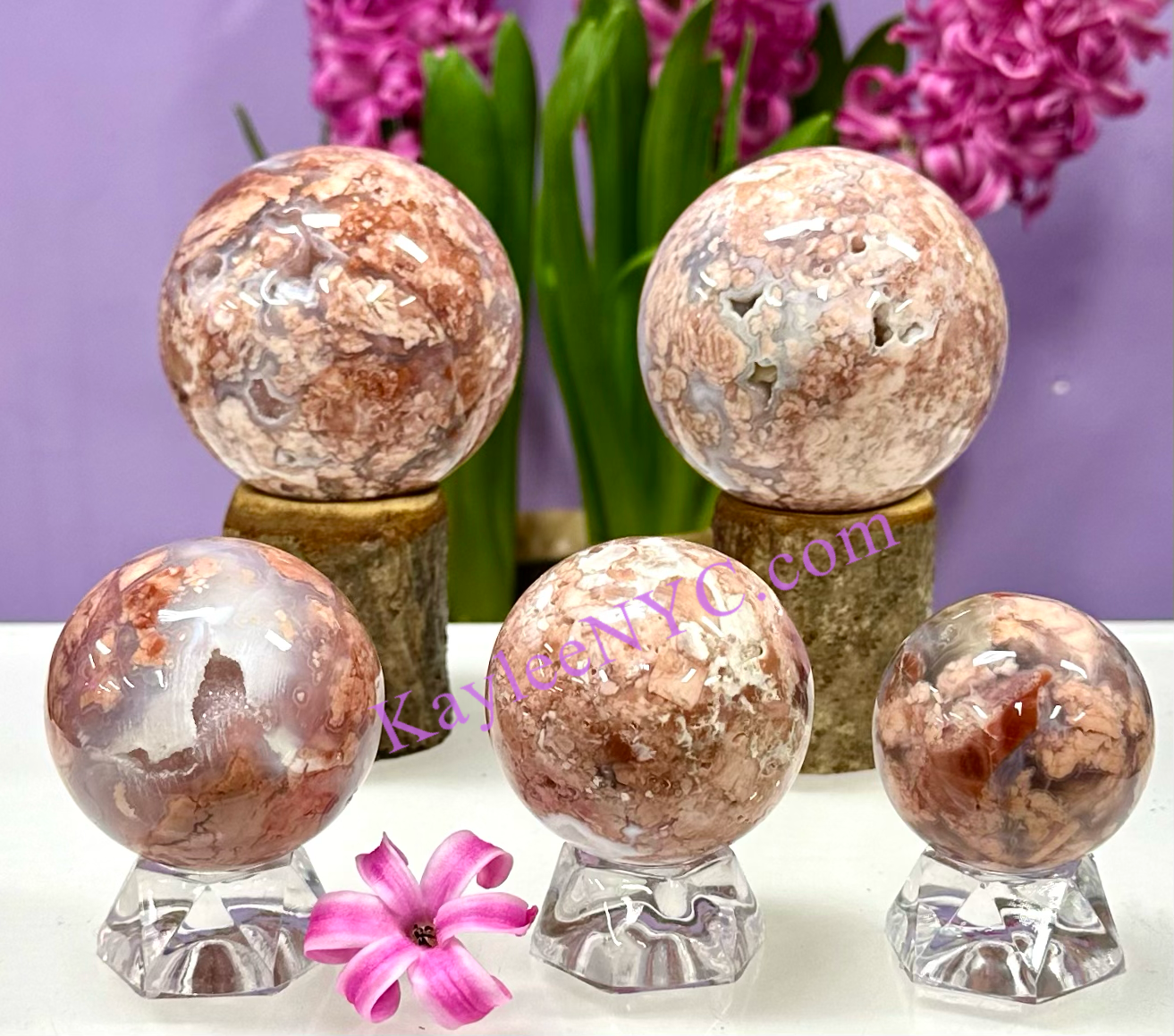 5-7 PCs Natural Pink Agate Sphere