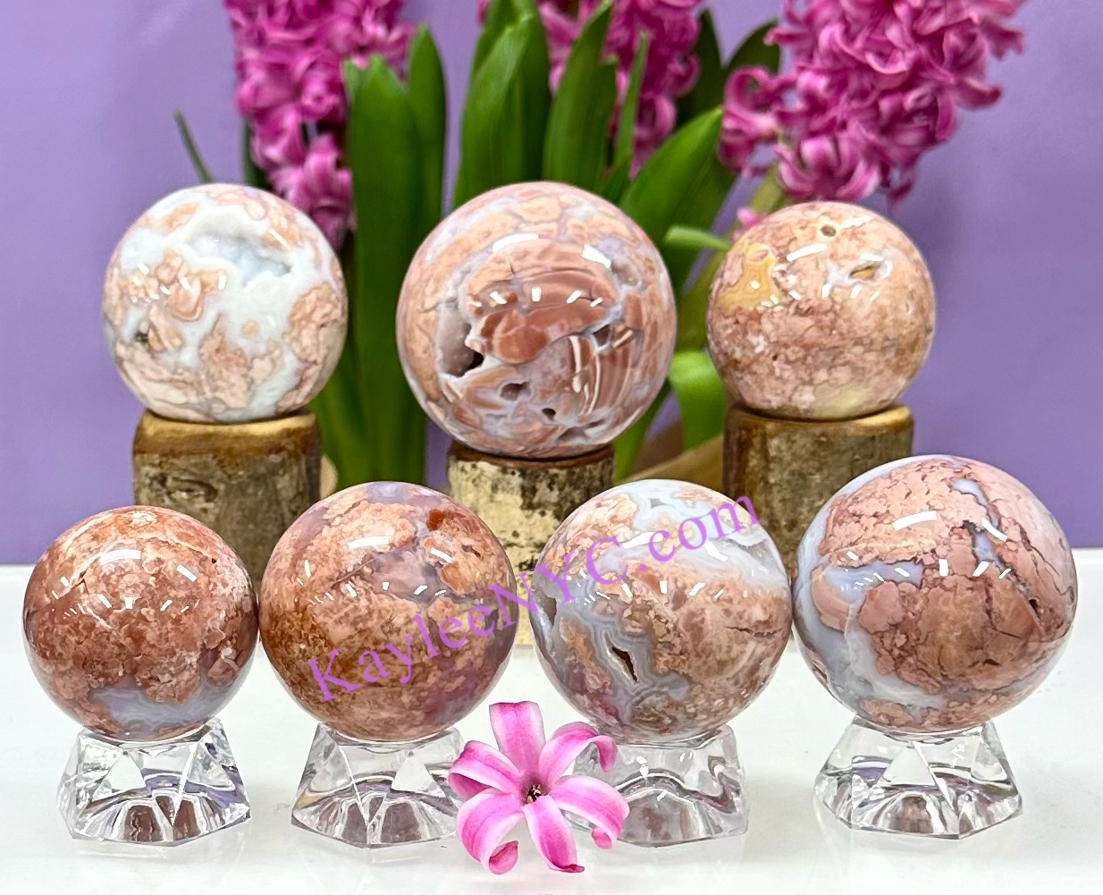 5-7 PCs Natural Pink Agate Sphere