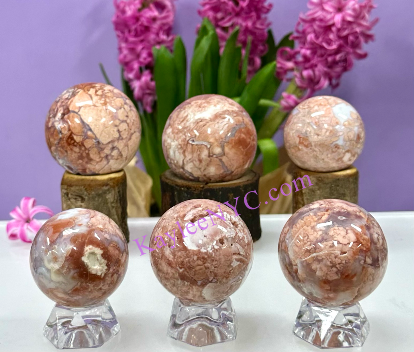 5-7 PCs Natural Pink Agate Sphere