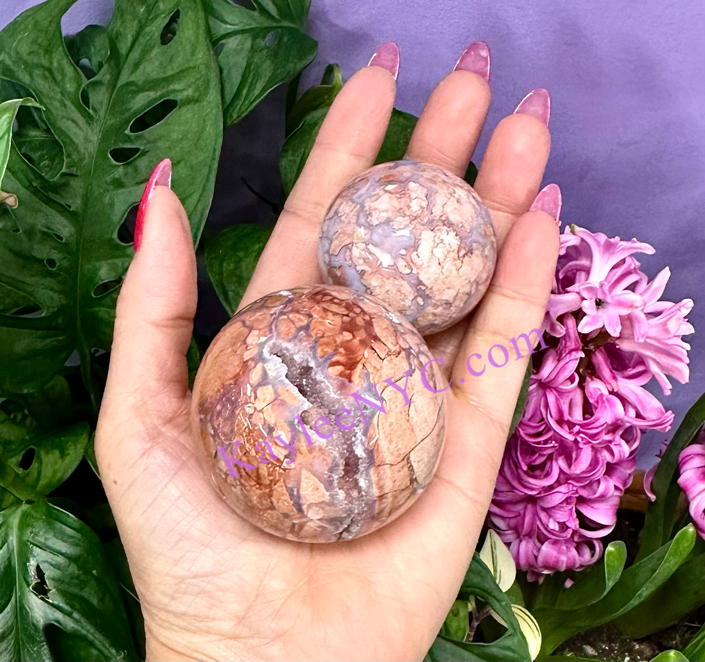 5-7 PCs Natural Pink Agate Sphere