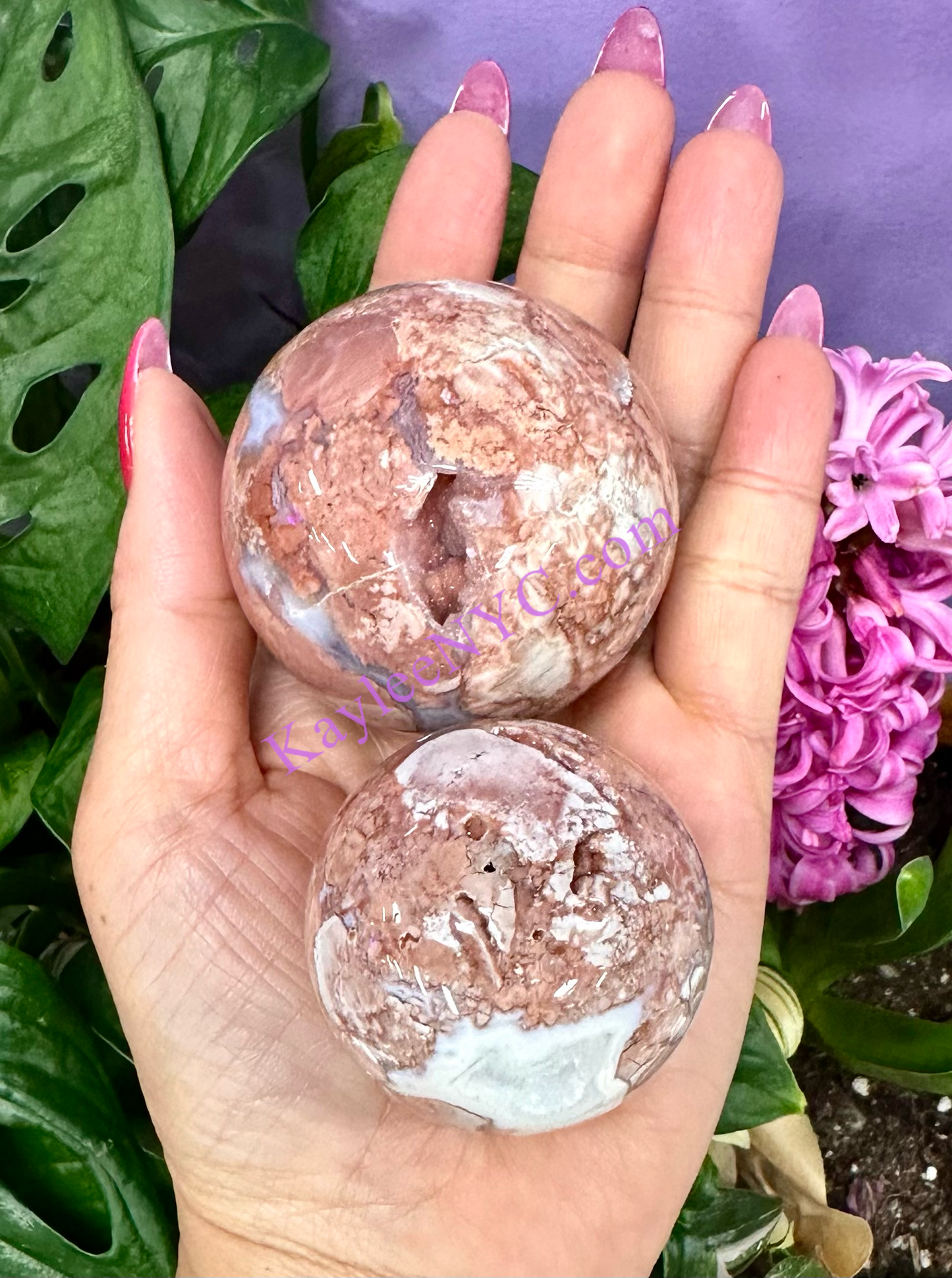 5-7 PCs Natural Pink Agate Sphere