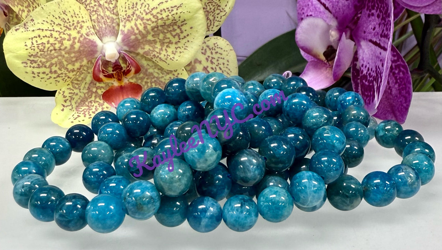 Wholesale 6 Pcs Natural Apatite 10mm 7.5" Crystal Healing Stretch Bracelet
