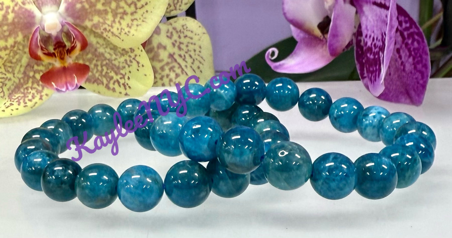 Wholesale 6 Pcs Natural Apatite 10mm 7.5" Crystal Healing Stretch Bracelet